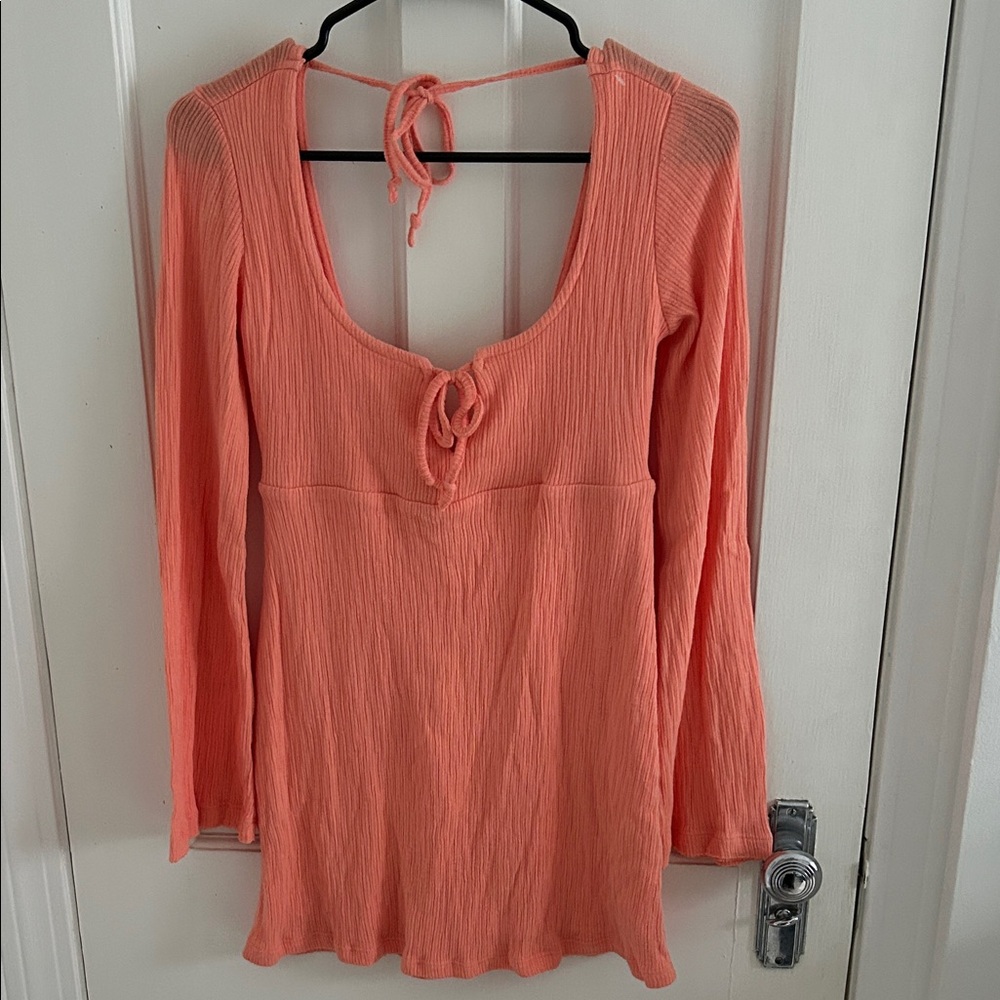Free People Beach Coral Long Sleeve Women's Dress